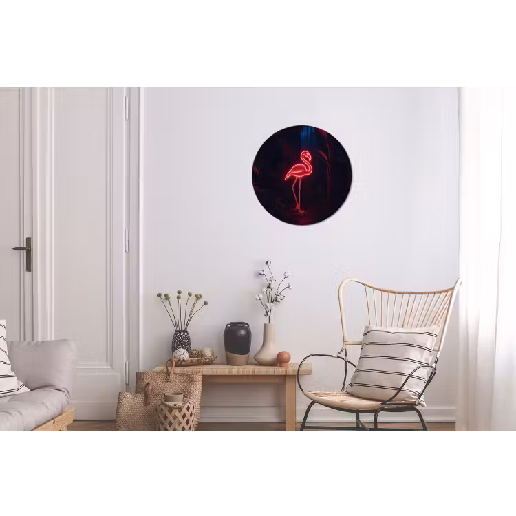 Wandcirkel - Aluminium - Flamingo - Roze - Neon - Licht — 2