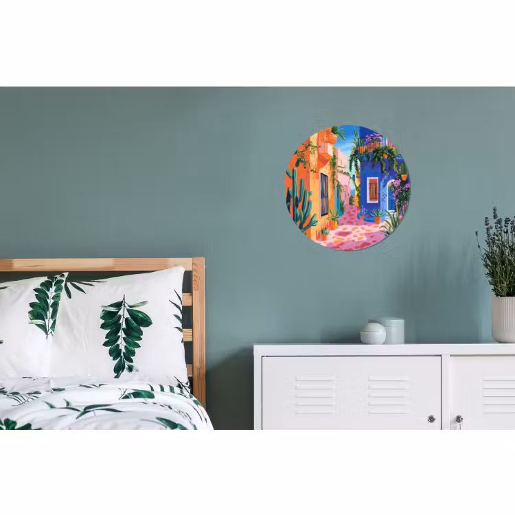 Wandcirkel - Aluminium - Geel - Blauw - Oranje - Huis — 4