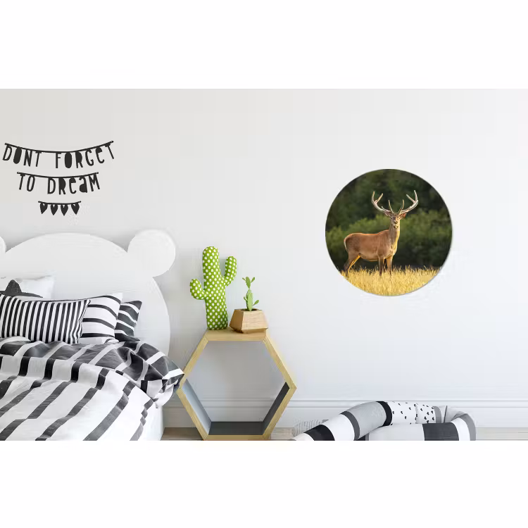 Wandcirkel - Aluminium - Hert - Gewei - Gras - Natuur - Dieren - Groen — 5