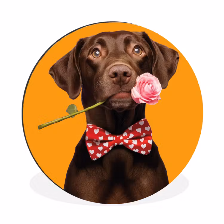 Wandcirkel - Aluminium - Hond - Oranje - Roos - Valentijn — 1