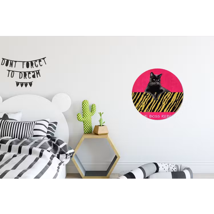 Wandcirkel - Aluminium - Kat - Baas - Roze - Tijgerprint — 5