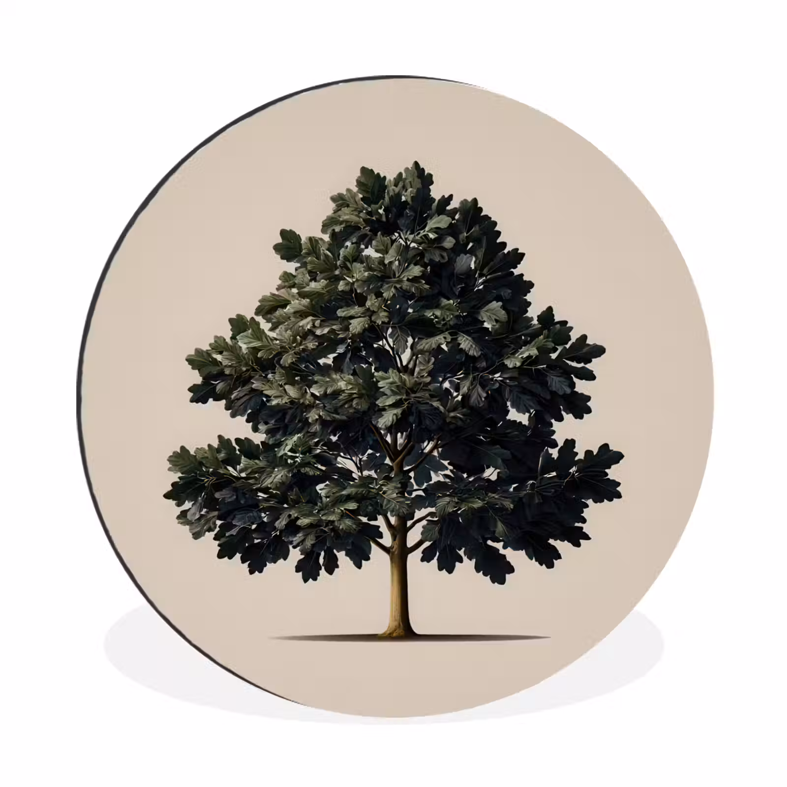 Wandcirkel - Aluminium - Eikenboom - Schaduw - Egaal — 1