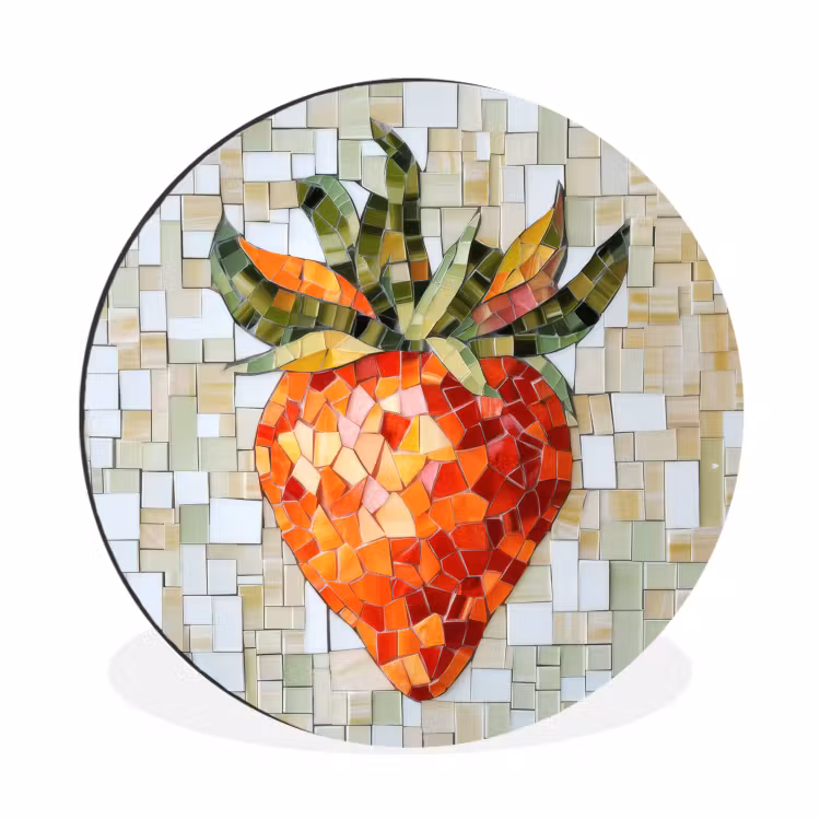 Wandcirkel - Aluminium - Aardbei - Rood - Mozaïek - Fruit — 1