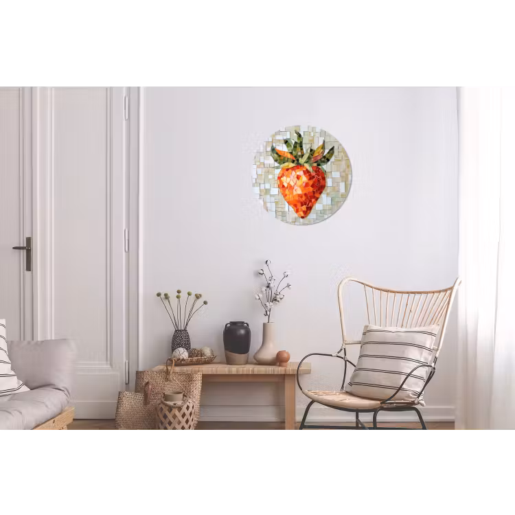 Wandcirkel - Aluminium - Aardbei - Rood - Mozaïek - Fruit — 2