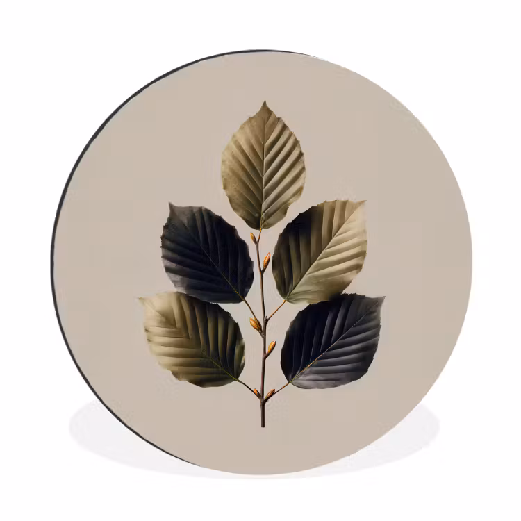 Wandcirkel - Aluminium - Beukenbladeren - Bruin - Groen - neutraal — 1