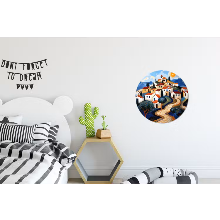 Wandcirkel - Aluminium - Dorp - Heuvelachtig - Zon - Mozaïek — 5