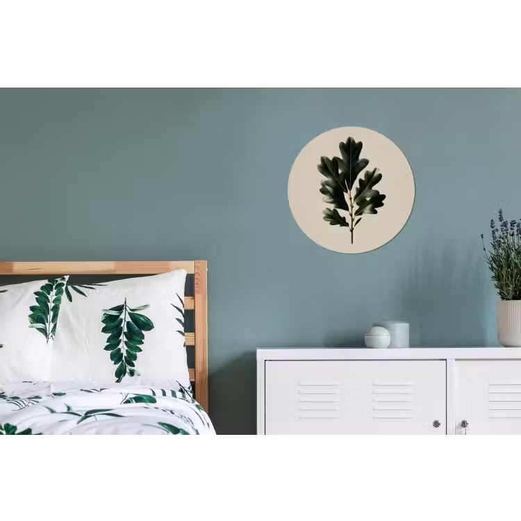 Wandcirkel - Aluminium - Eikenbladeren - Beige - Groen - Golvende randen — 4