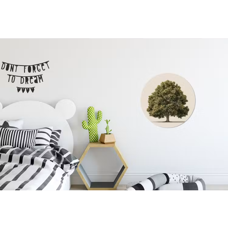 Wandcirkel - Aluminium - Eikenboom - Groen - Lichte achtergrond — 5