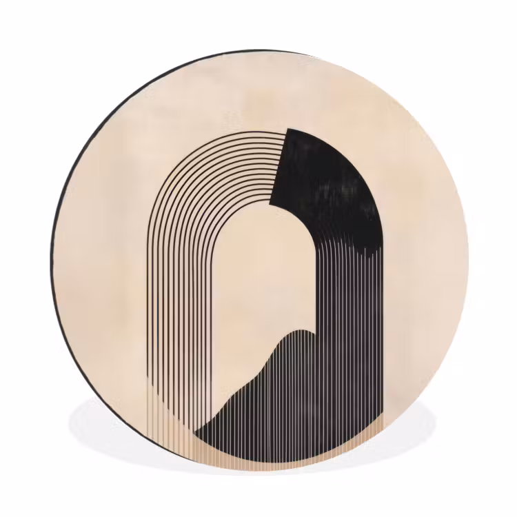 Wandcirkel - Aluminium - Grafisch gebogen motief - Beige — 1