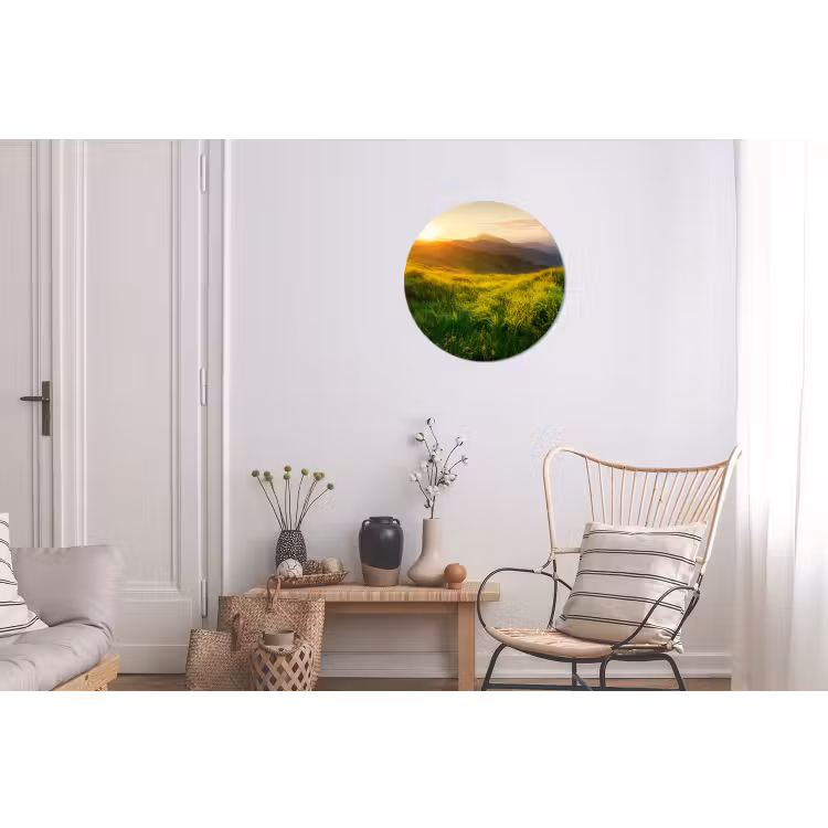Wandcirkel - Aluminium - Gras - Heuvels - Zon - Natuur - Landschap — 2