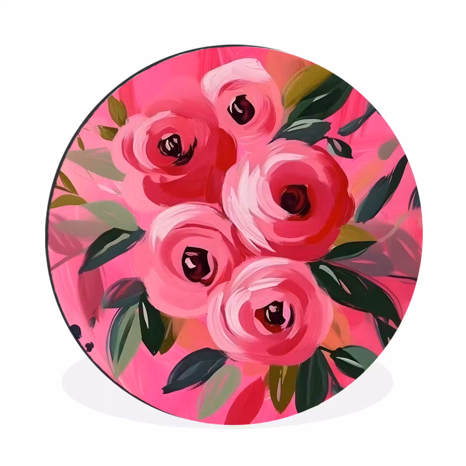 Wandcirkel - Aluminium - Bloemen - Verf - Roze — 1