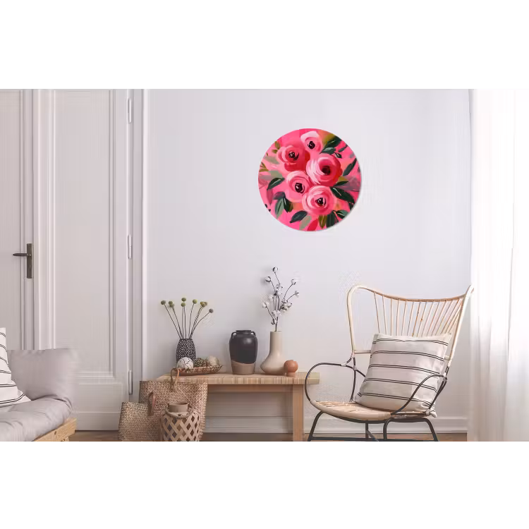Wandcirkel - Aluminium - Bloemen - Verf - Roze — 2