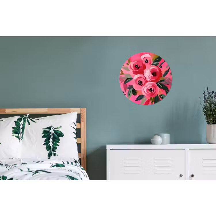 Wandcirkel - Aluminium - Bloemen - Verf - Roze — 4