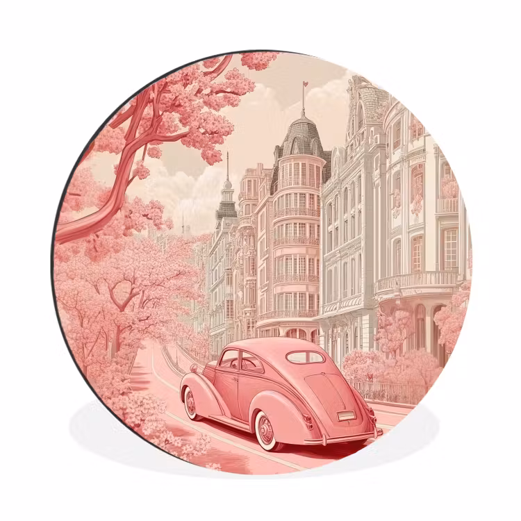 Wandcirkel - Aluminium - City - Car - Pink — 1