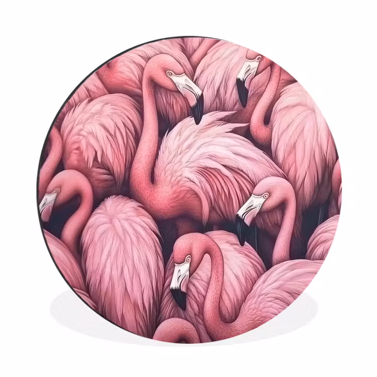 Wandcirkel - Aluminium - Flamingo - Roze - Dieren — 1