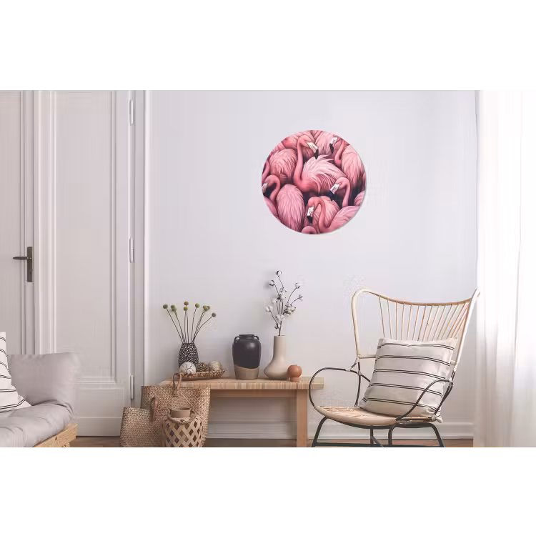 Wandcirkel - Aluminium - Flamingo - Roze - Dieren — 2