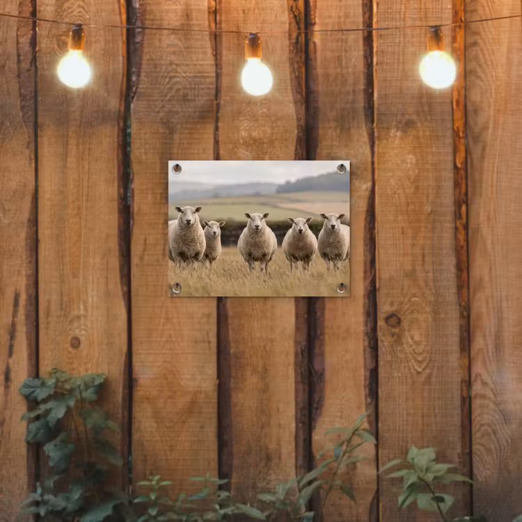 Tuinposter - Schapen - Weidenlandschap - Heuvels — 2