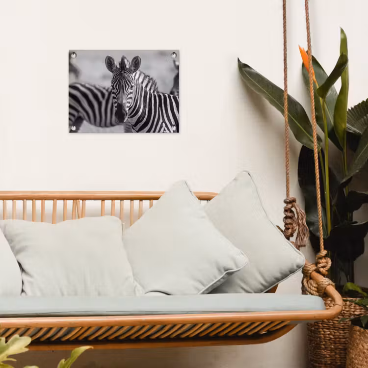 Tuinposter - Zebra's - Zwart - Wit — 5