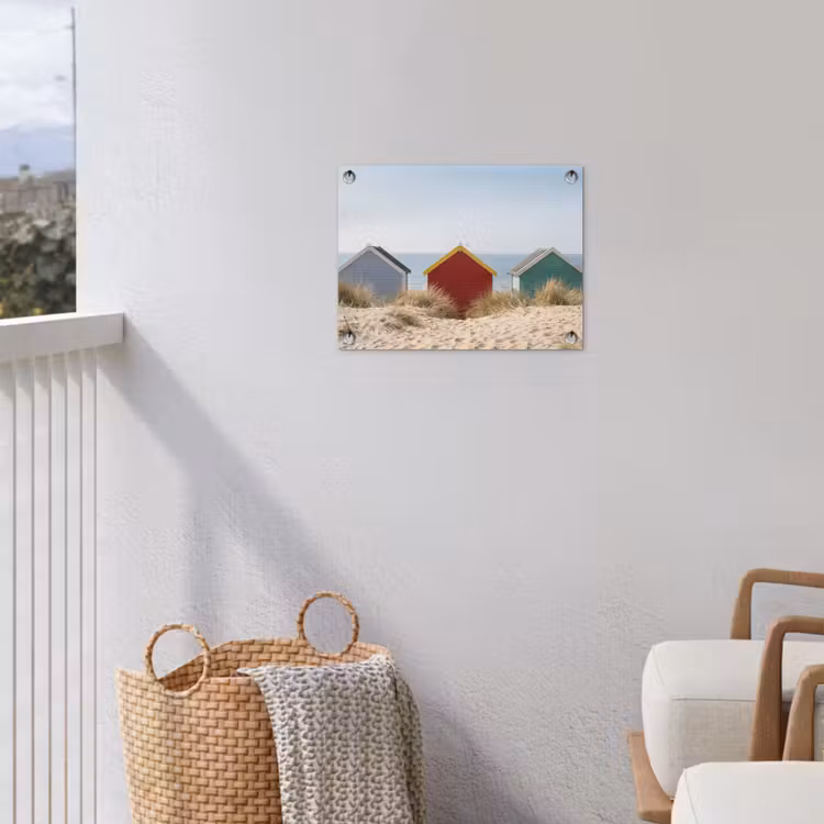 Tuinposter - Strand - Huisjes - Kleurrijk - Duinen — 3