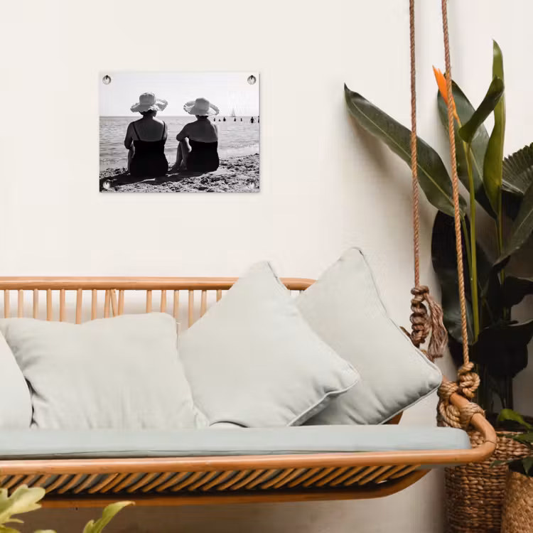 Tuinposter - Vrouwen - Zonnehoed - Strand - Zwart - Wit — 5