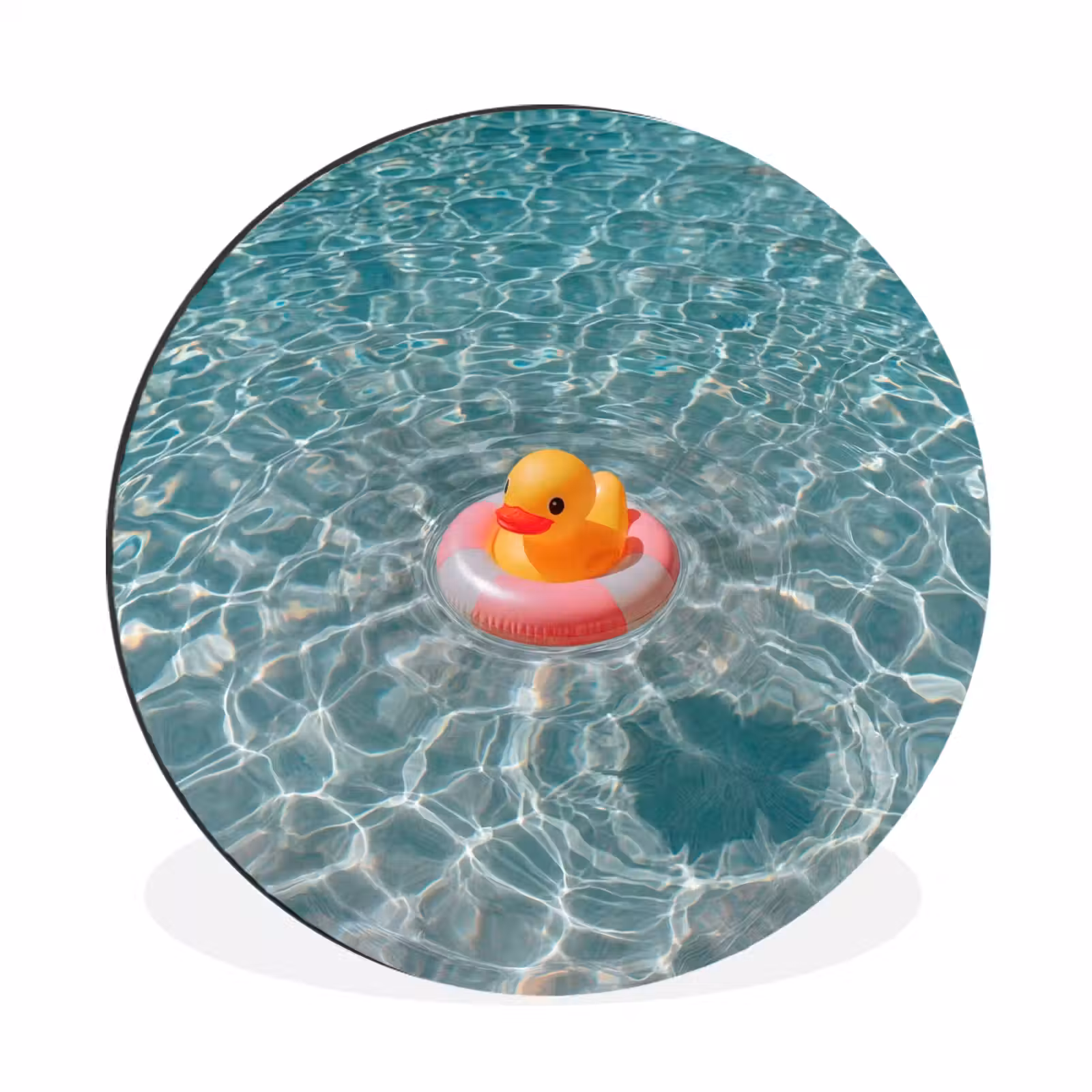 Wandcirkel - Aluminium - Badeend - Zwemband - Geel — 1