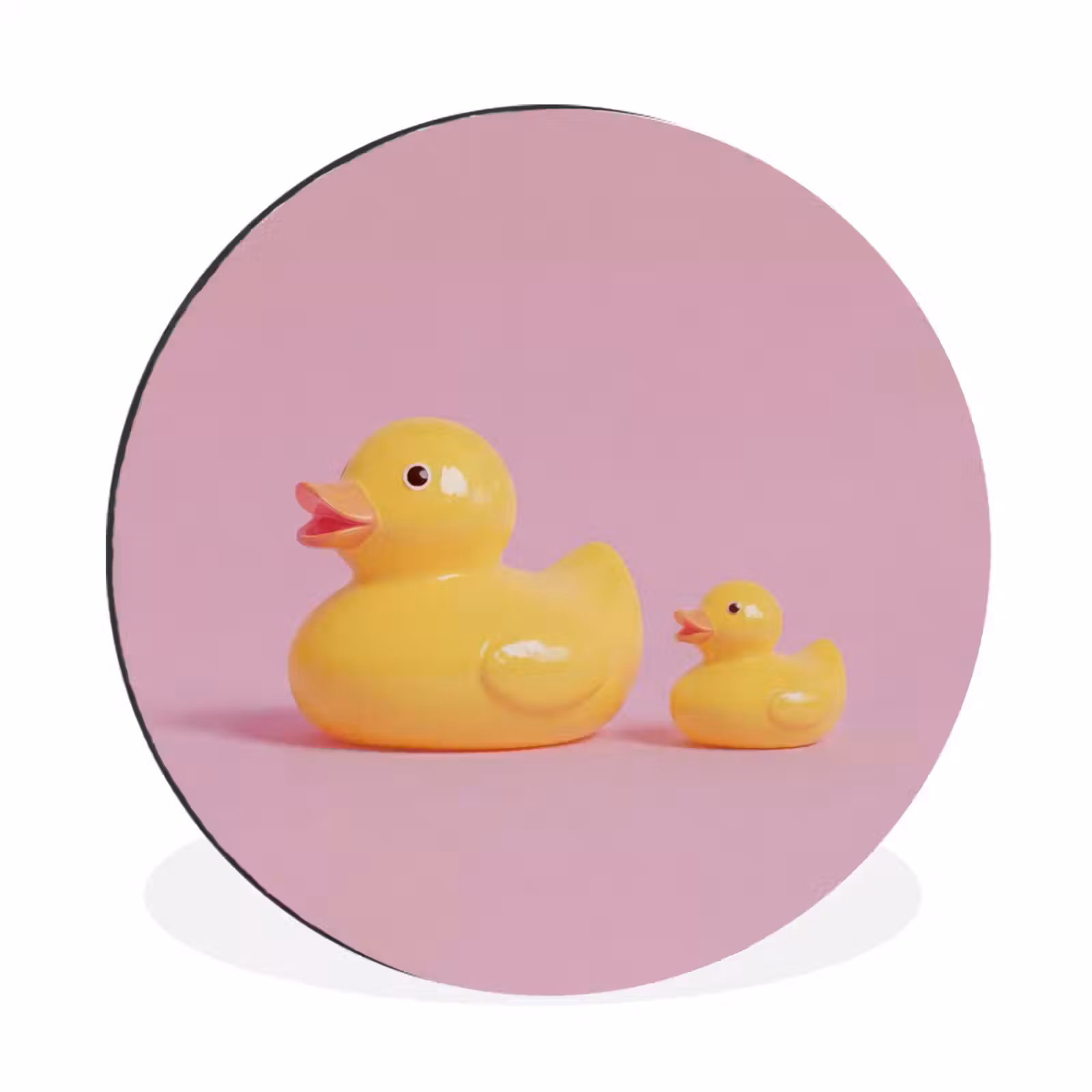 Wandcirkel - Aluminium - Eendjes - Vrolijk - Roze — 1