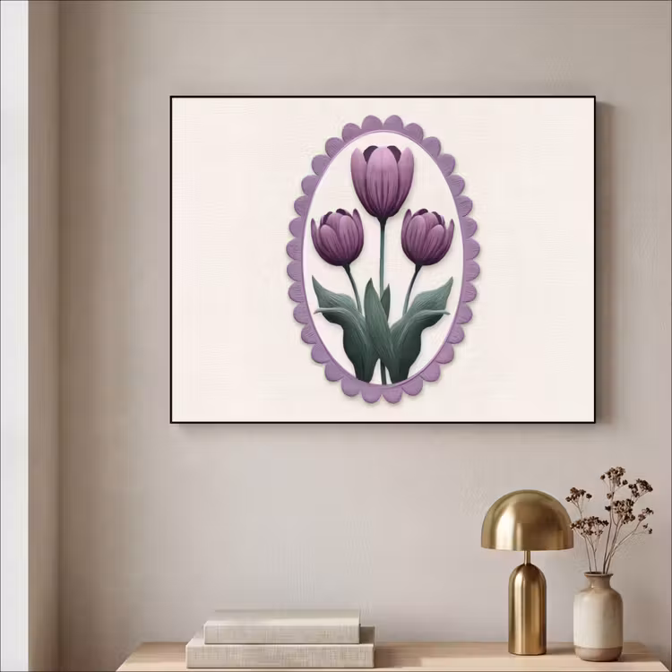 Art Frame - Tulpen - Paars - Lijst - Bladeren — 3
