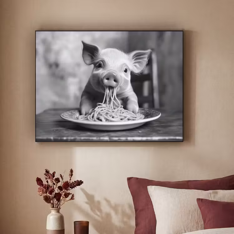 Art Frame - Varken - Schattig - Spaghetti - Zwart wit - Dier — 2