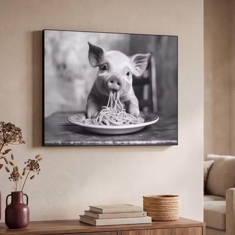 Art Frame - Varken - Schattig - Spaghetti - Zwart wit - Dier — 4