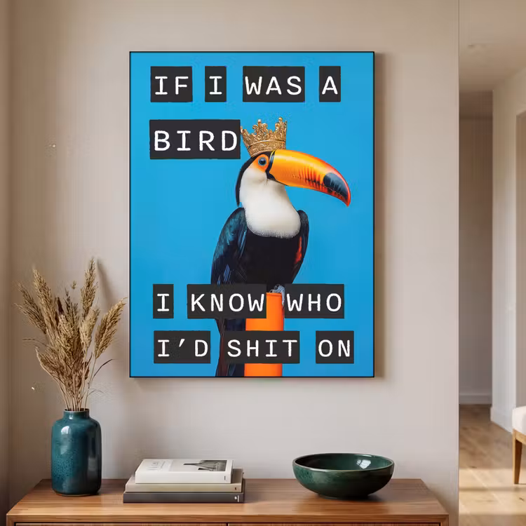 Art Frame - Vogel - Toekan - Blauw - Quotes — 2