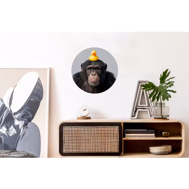Wandcirkel - Aluminium - Chimpansee - Badeend - Grijs — 3