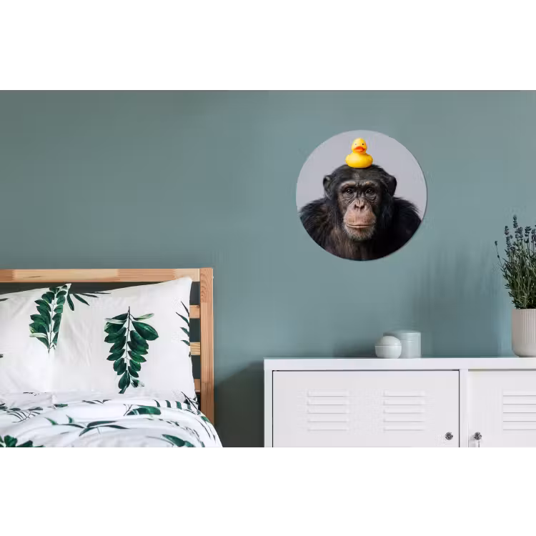 Wandcirkel - Aluminium - Chimpansee - Badeend - Grijs — 4