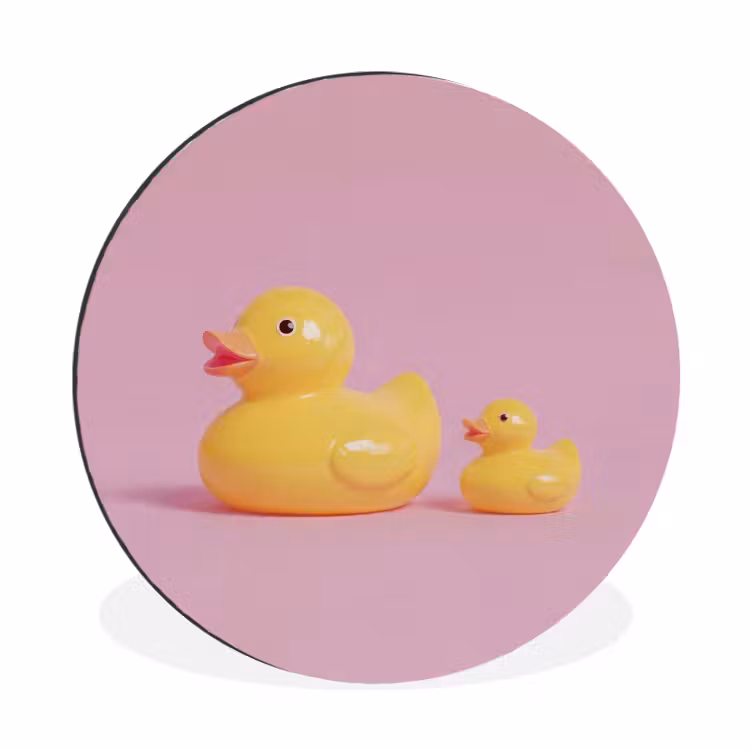 Wandcirkel - Aluminium - Eendjes - Vrolijk - Roze — 1