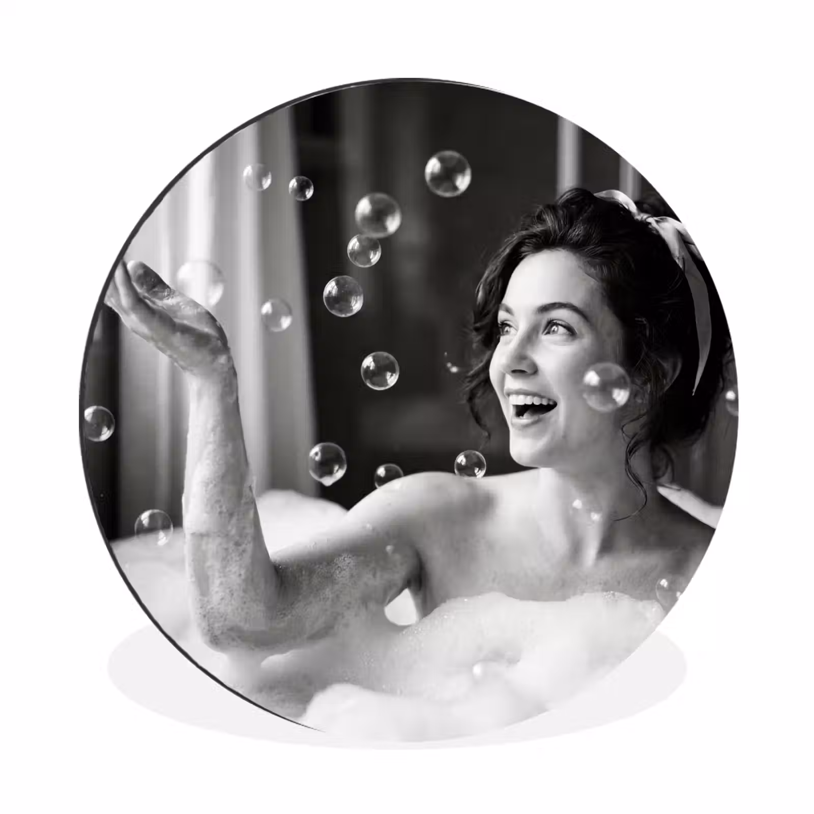 Wandcirkel - Aluminium - Bad - Bubbels - Zwart - Wit — 1