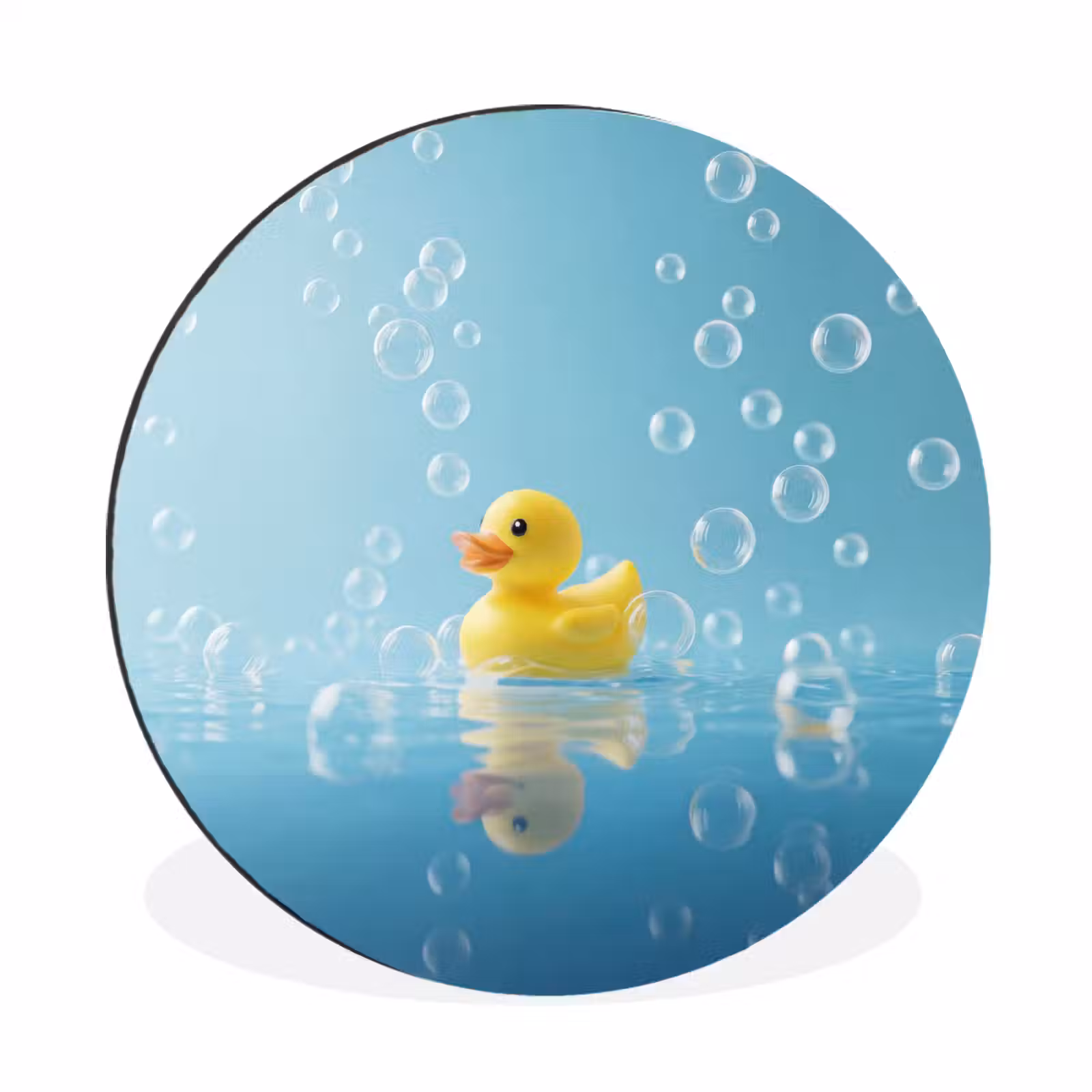 Wandcirkel - Aluminium - Bubbels - Badeend - Geel — 1