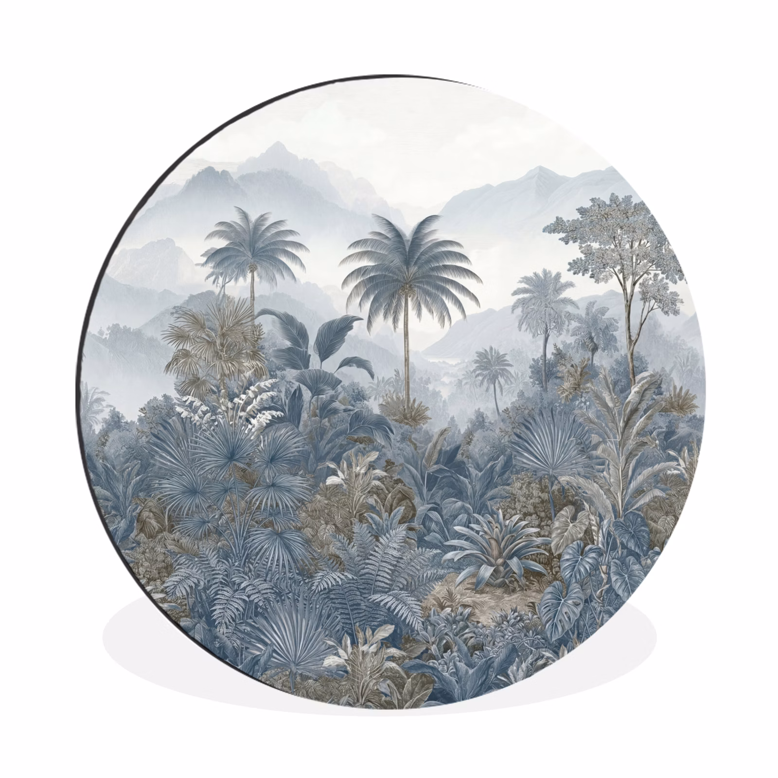 Wandcirkel - Aluminium - Jungle - Landschap - Blauw — 1