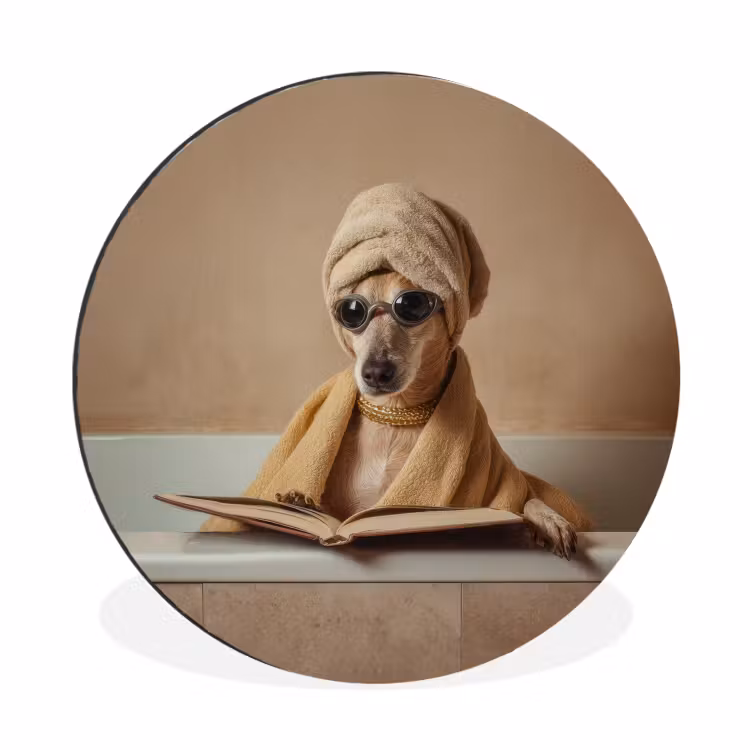 Wandcirkel - Aluminium - Bad - Hond - Boek - Zonnebril — 1