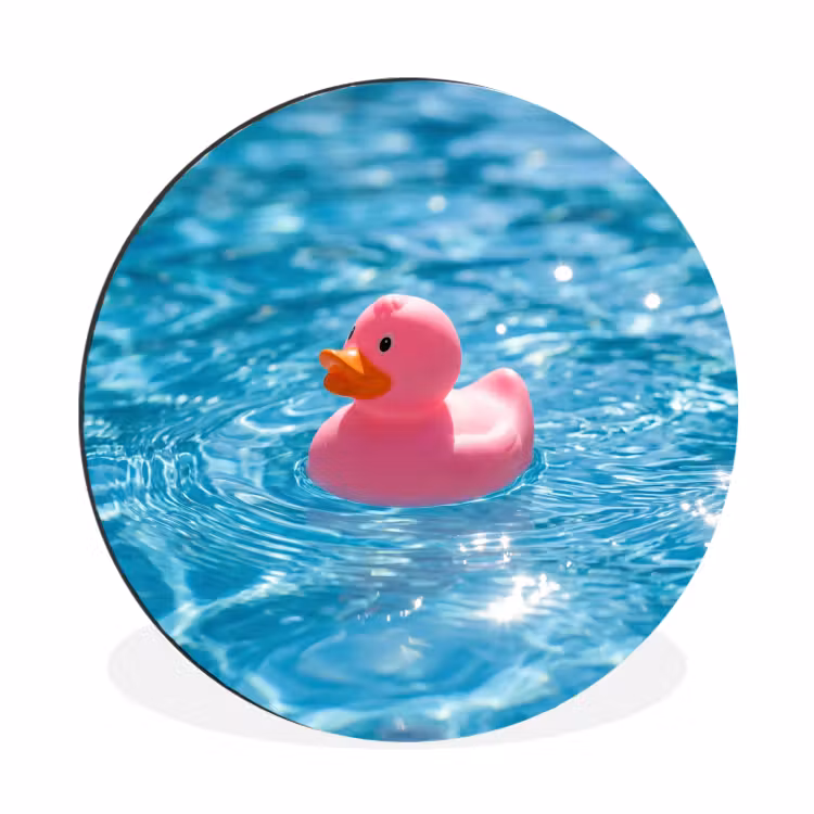Wandcirkel - Aluminium - Badeend - Dobberend - Roze — 1