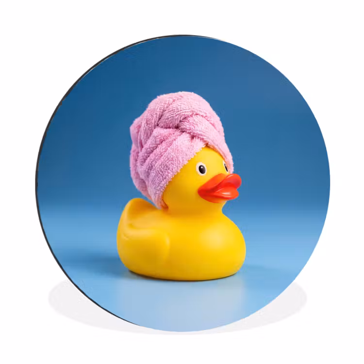 Wandcirkel - Aluminium - Badeend - Handdoek - Blauw — 1