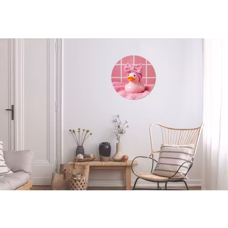 Wandcirkel - Aluminium - Badeend -Strik - Roze — 2