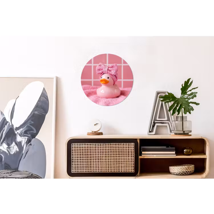Wandcirkel - Aluminium - Badeend -Strik - Roze — 3