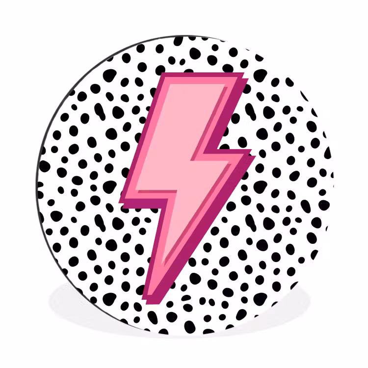 Wandcirkel - Aluminium - Bliksem - Roze - Stippen — 1
