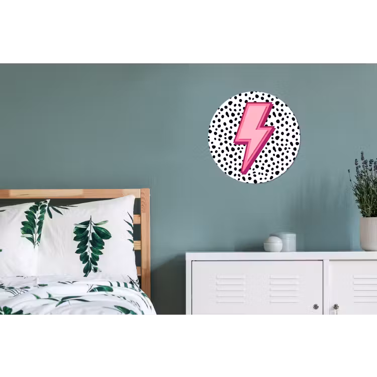 Wandcirkel - Aluminium - Bliksem - Roze - Stippen — 4