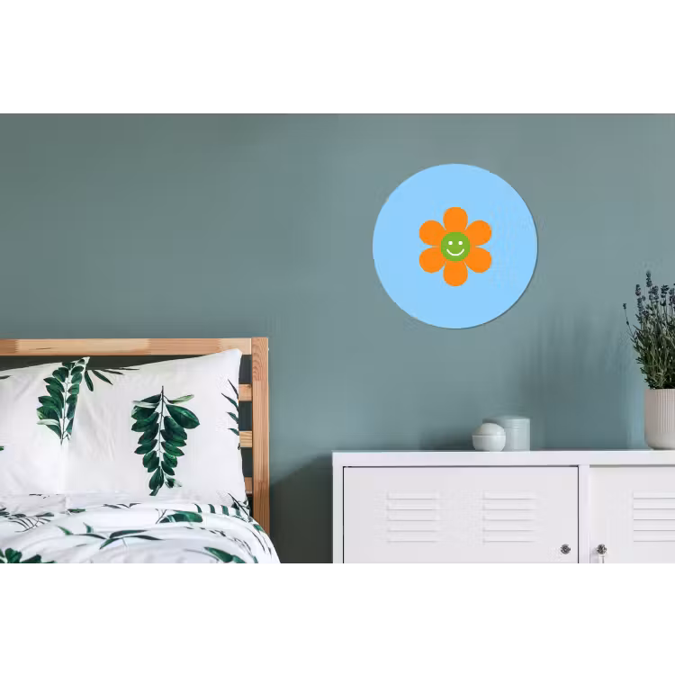 Wandcirkel - Aluminium - Bloem - Smiley - Kleurrijk — 4