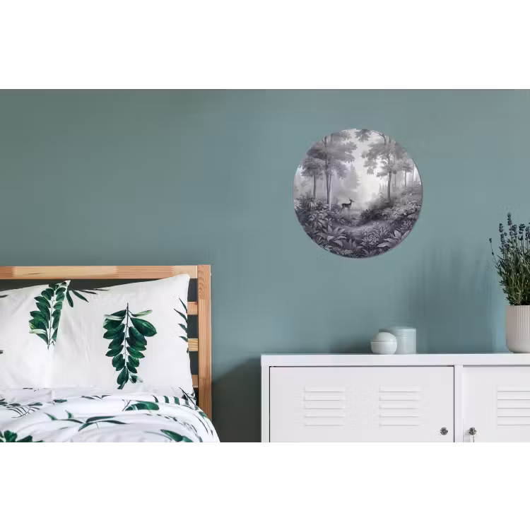 Wandcirkel - Aluminium - Bos - Hert - Zwart - Wit — 4