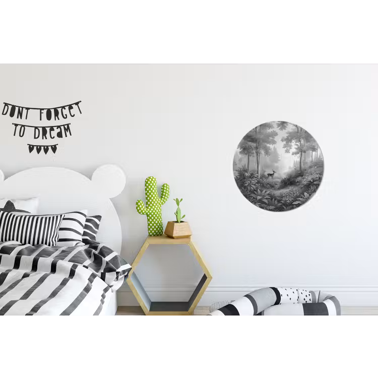 Wandcirkel - Aluminium - Bos - Hert - Zwart - Wit — 5