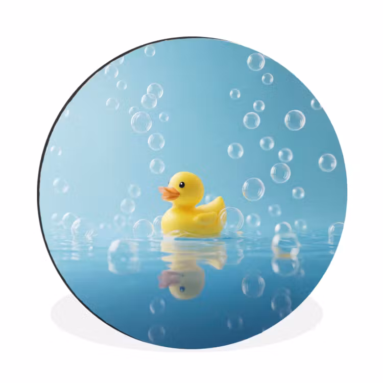 Wandcirkel - Aluminium - Bubbels - Badeend - Geel — 1