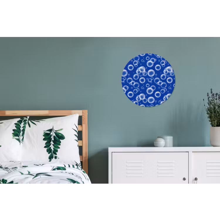 Wandcirkel - Aluminium - Bubbels - Patroon - Blauw — 4