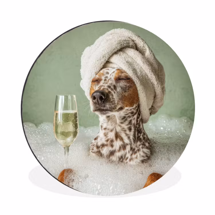 Wandcirkel - Aluminium - Hond - Bad - Champagne - Handdoek — 1