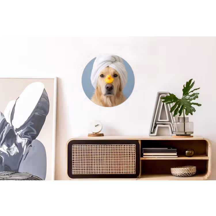 Wandcirkel - Aluminium - Hond - Badeend - Geel — 3